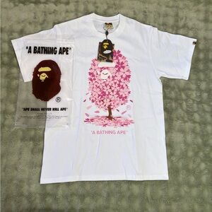 Bape White and Pink Graphic Tee